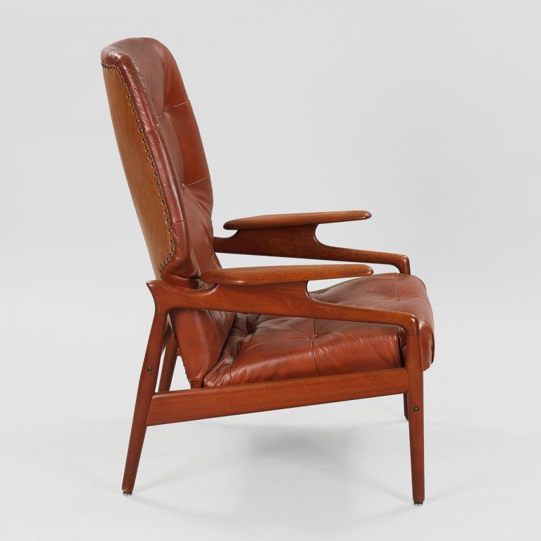 John Boné lænestol i teak og læder, 1960'erne