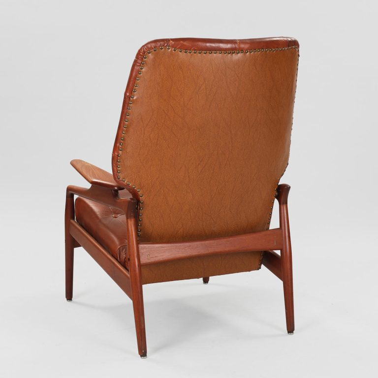 John Boné lænestol i teak og læder, 1960'erne
