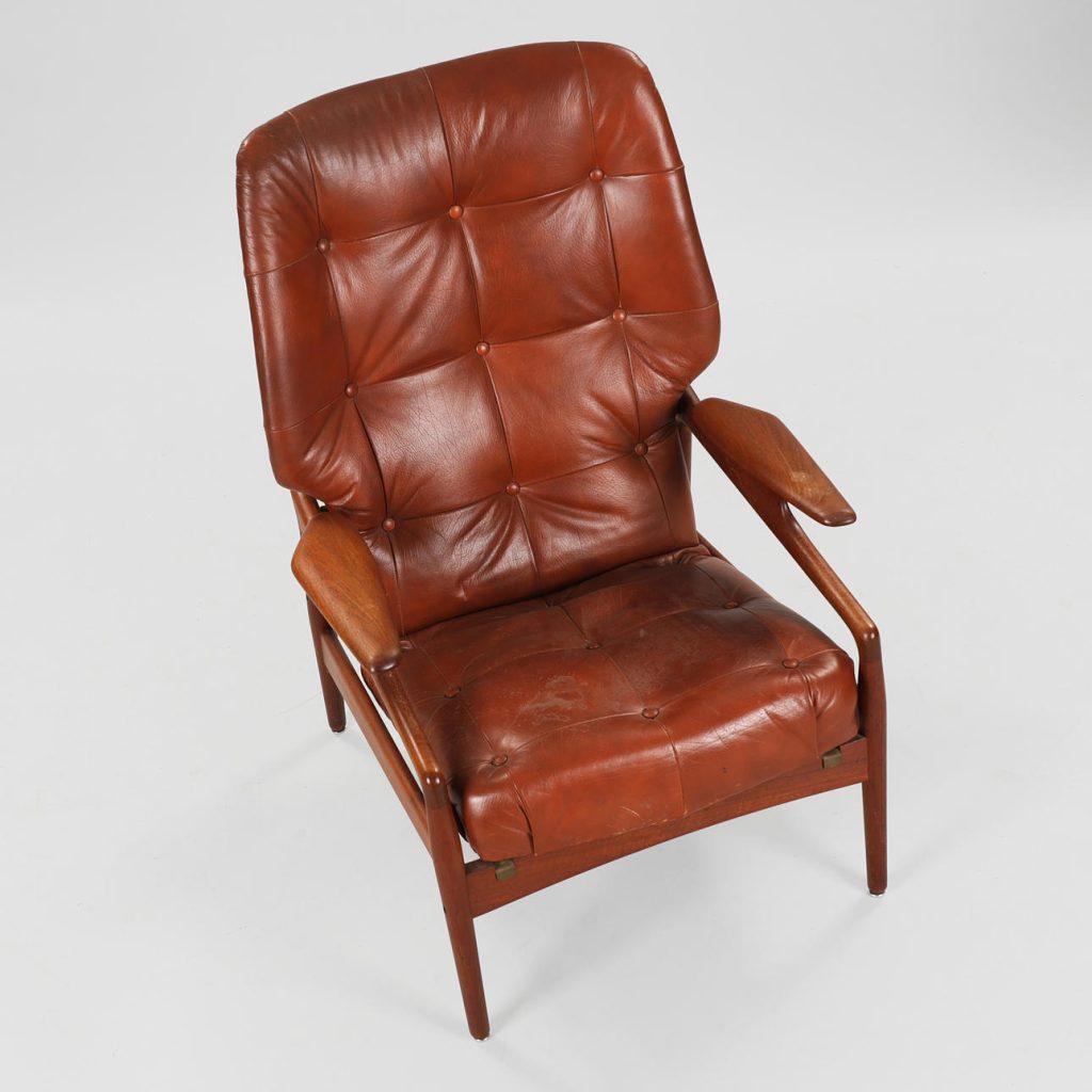 John Boné John Boné lænestol i teak og læder, 1960’erne — billede 7