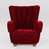 Overpolstret lænestol, bøg og velour, 1940-50 — billede 6
