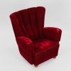 Overpolstret lænestol, bøg og velour, 1940-50 — billede 3