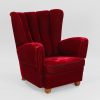 Overpolstret lænestol, bøg og velour, 1940-50 — billede 2