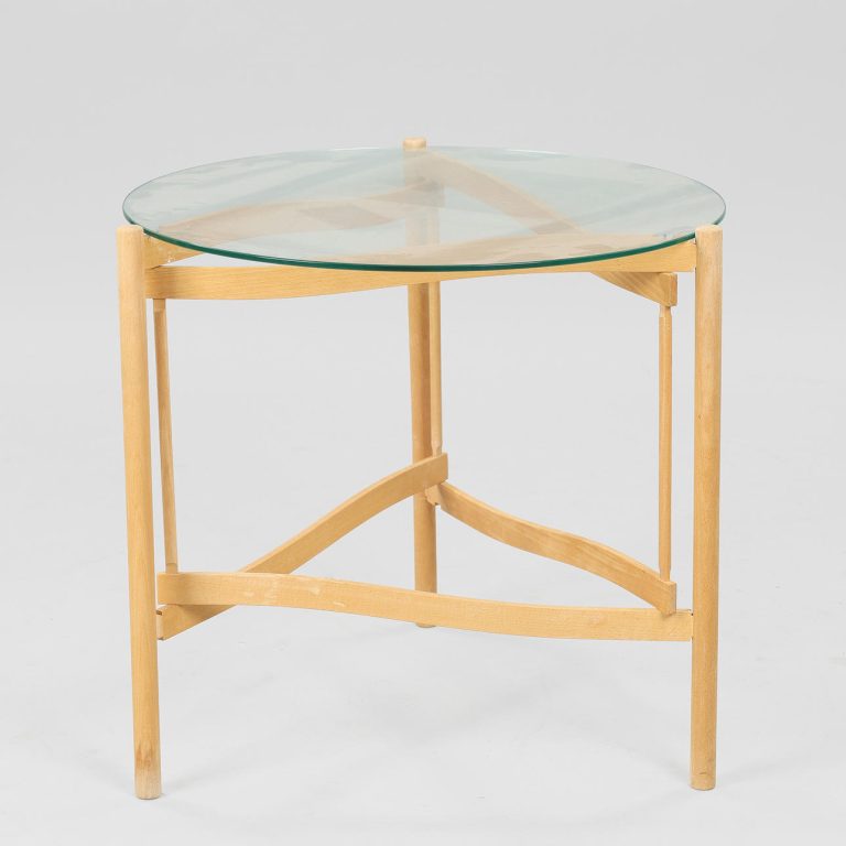 HANS JOHANSSON. Sofabord/sidebord med stel af bøg og top af glas, model 
