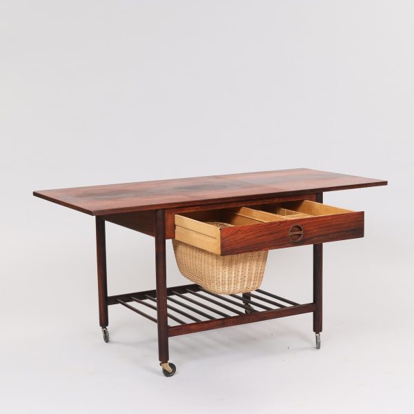 Fritstående sybord af palisander med klap, ML Møbler, No 60. 1950-60’erne, Danmark.
